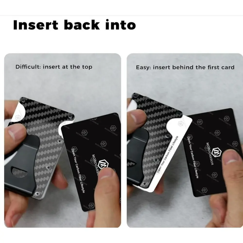 MONOCARBON Carbon Fiber RFID Wallet Slim Front Pocket Money Clip for Men